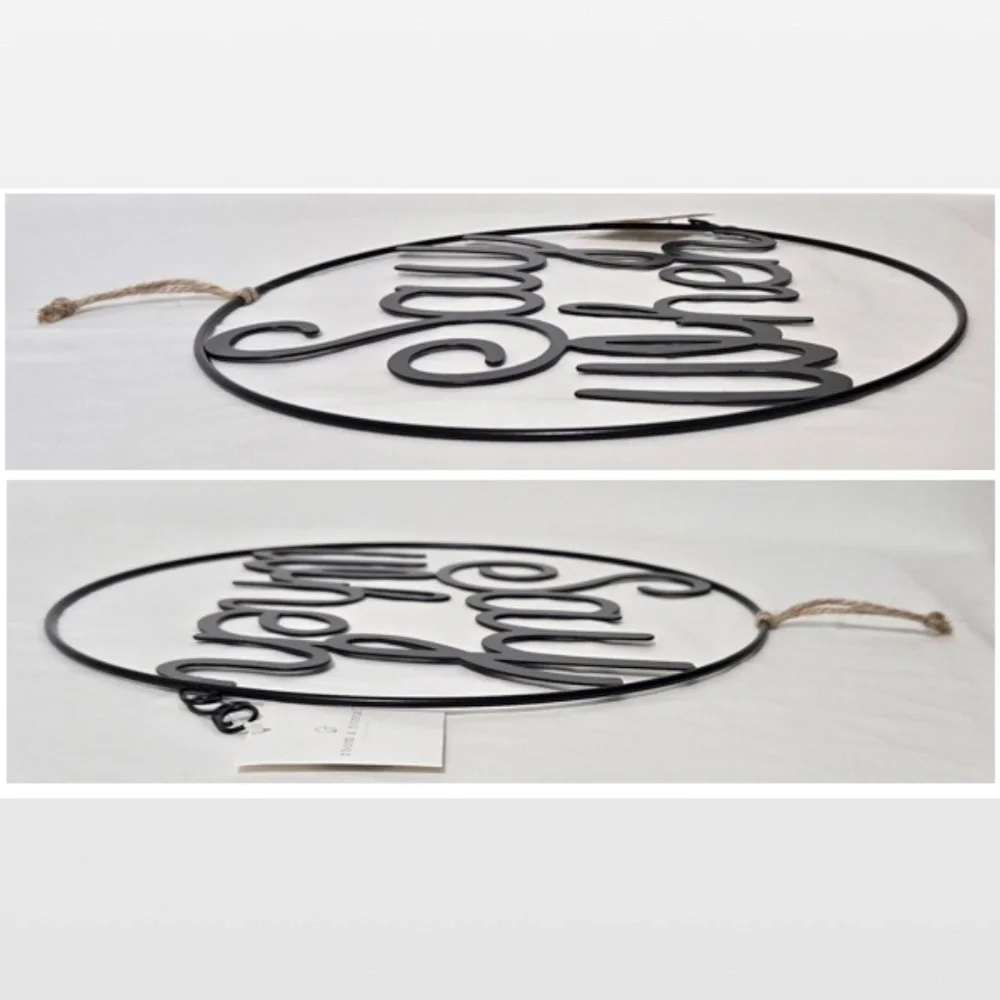 New Room & Retreat Wall Décor “Say When” Black Metal Circle Sign Bar Large